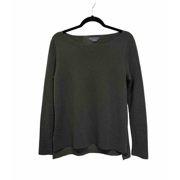 Vince Womens Long Sleeve Scoop Neck Sweatshirt Green 100% Wool Sz. Small‎ P. - Picture 1 of 10